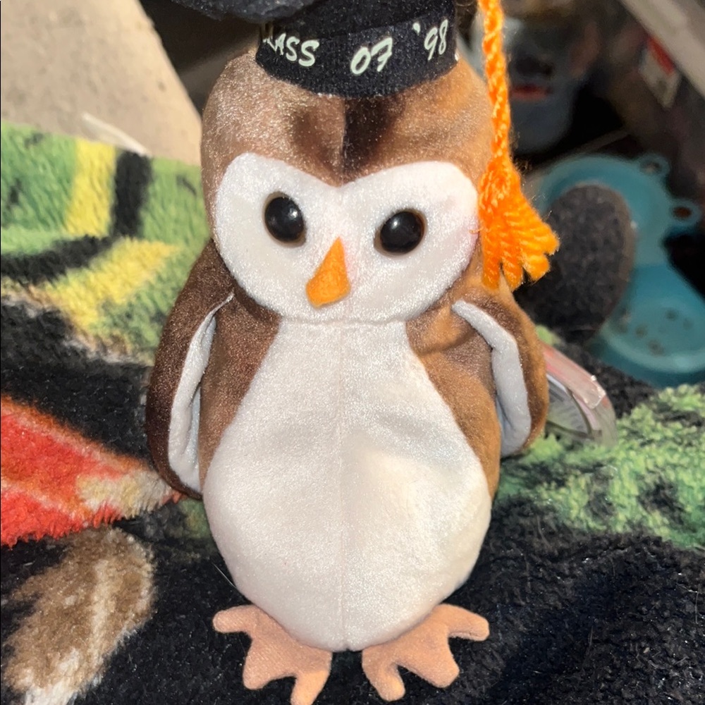 Ty Brown and White Graduation Owl Plush